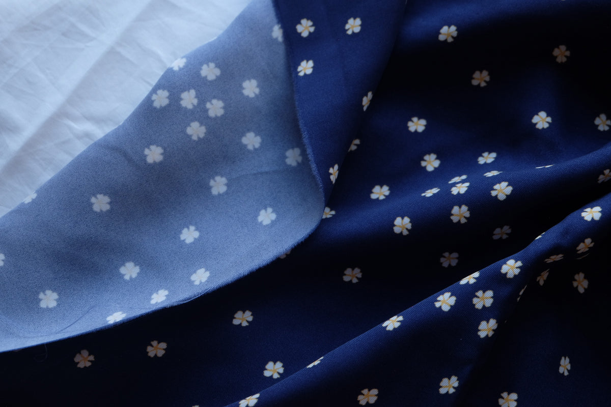 Enzyme-Washed Navy Floral Cupro – 2.7 yd