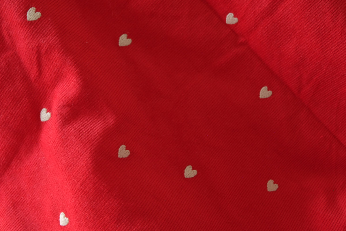 Red Heart Embroidered Cotton Corduroy – 2.2 yd