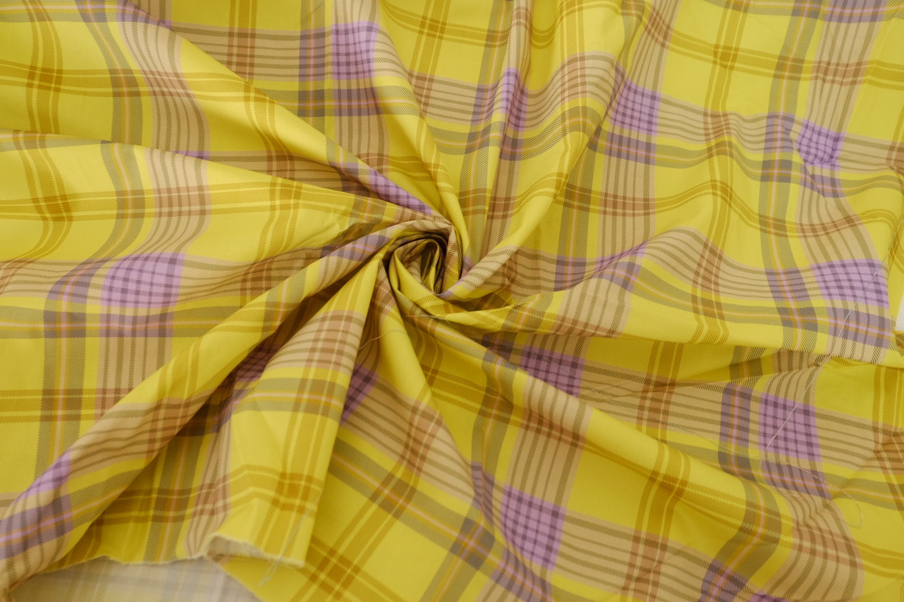 Yellow Lavender Plaid Cotton Poplin Fabric – 3.3 yd