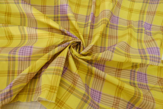 Yellow Lavender Plaid Cotton Poplin Fabric – 3.3 yd