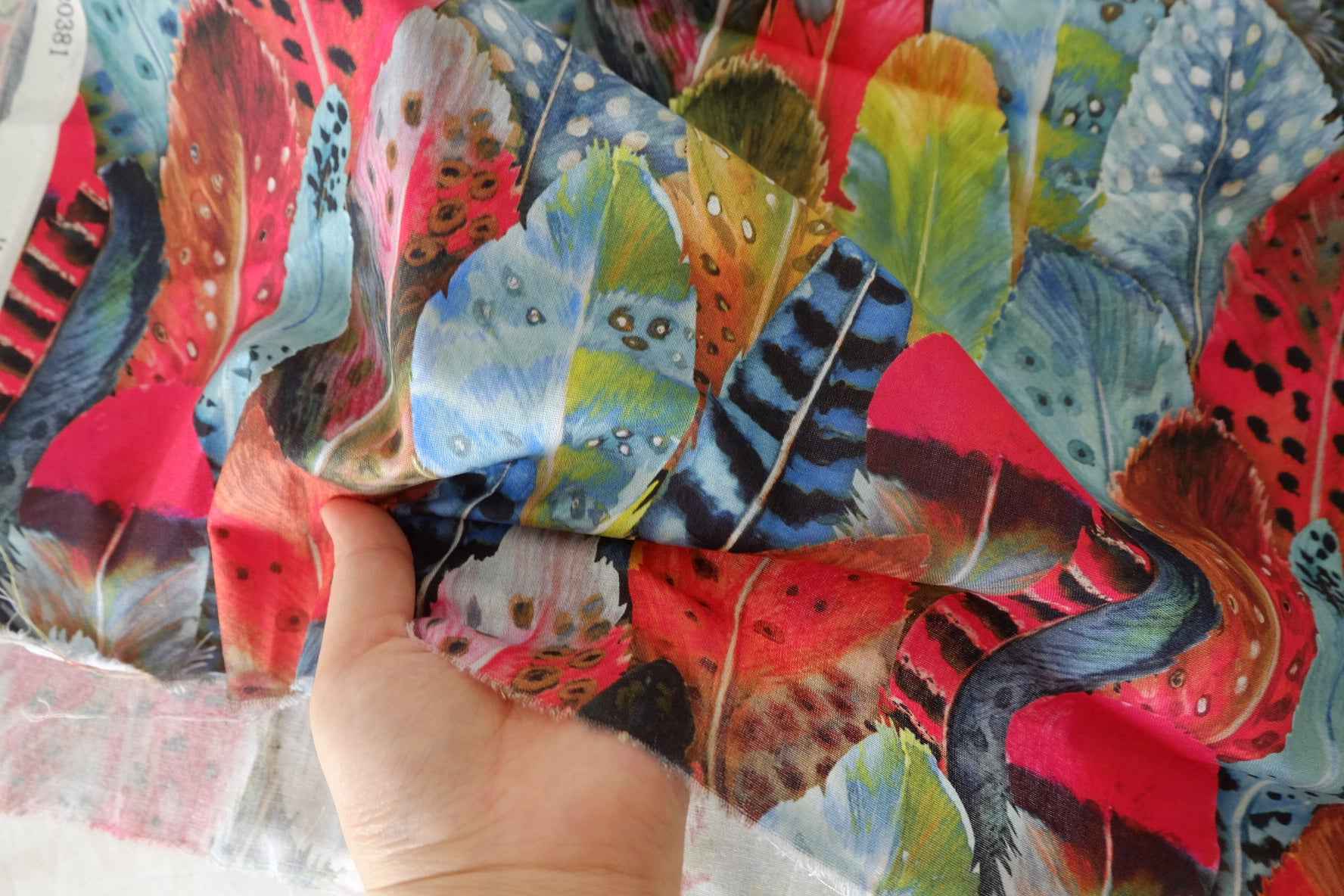 Colorful Feather Cotton Fabric – 2 yd