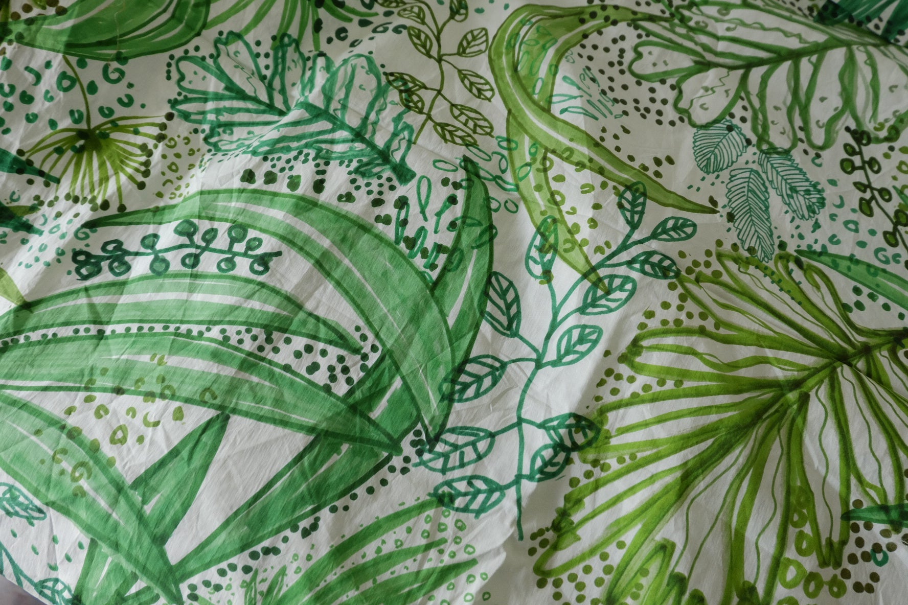 Green Botanical Sketch Cotton Poplin Fabric – 3 yd