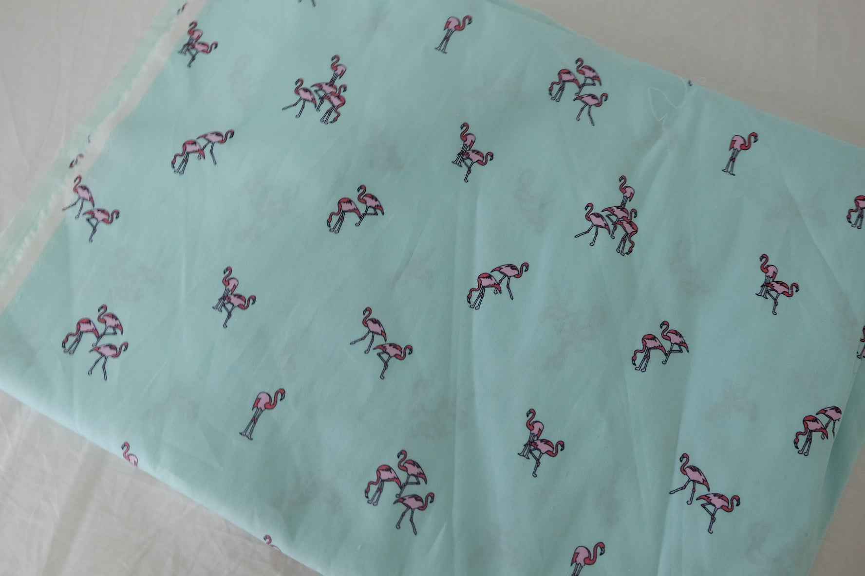 Mint Flamingo Cotton Poplin — Slightly Imperfect – 2.2 yd
