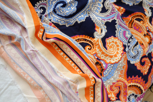 Bold Paisley Cotton Rayon Fabric, 3.28 Yards