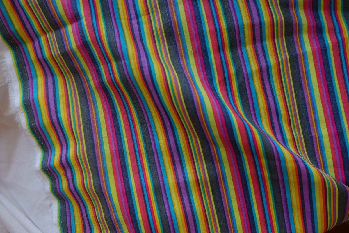 Rainbow Candy Stripe Lightweight Cotton Fabric – 2.19 yd