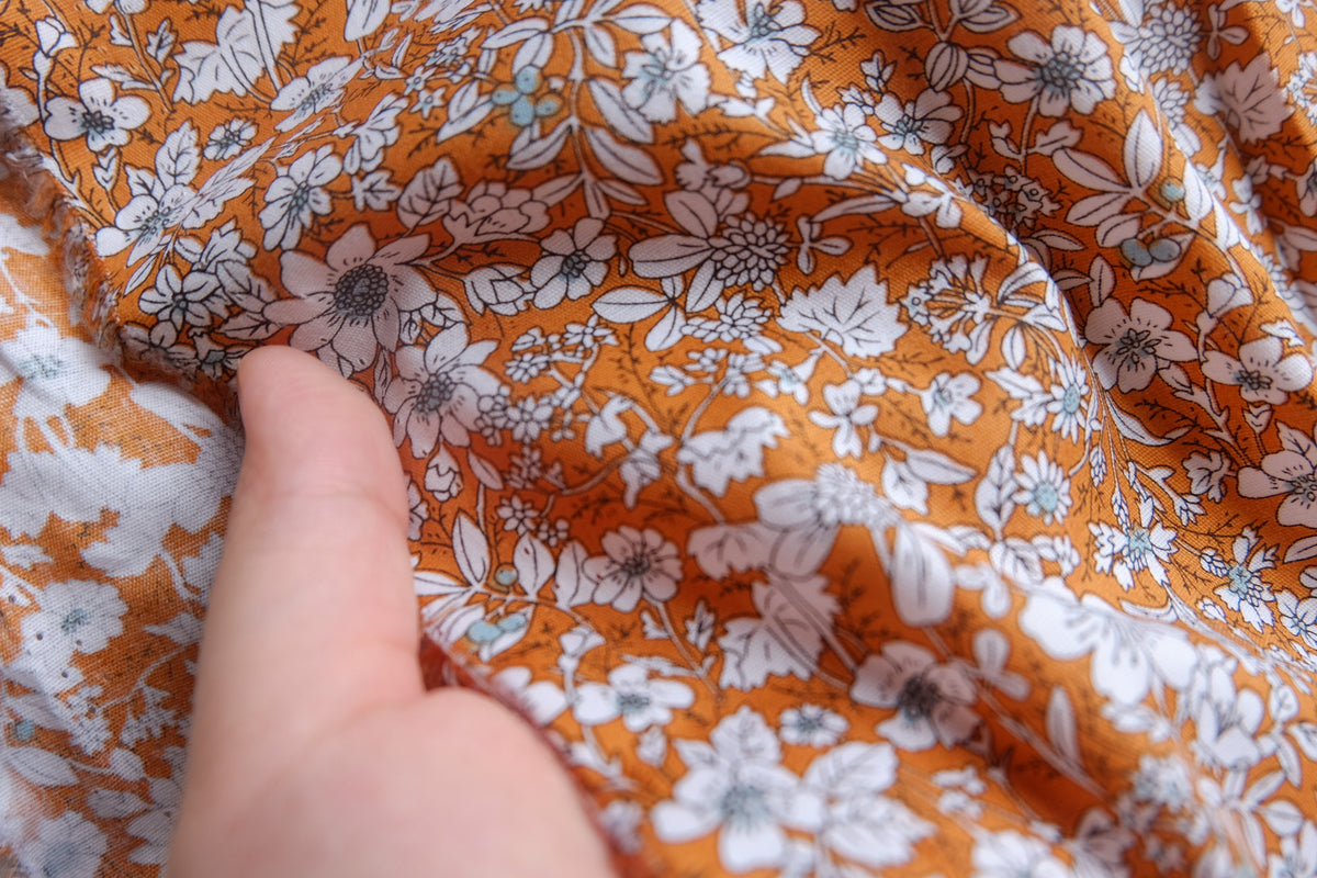 Orange Ditsy Floral Cotton Poplin — 3.3 yd