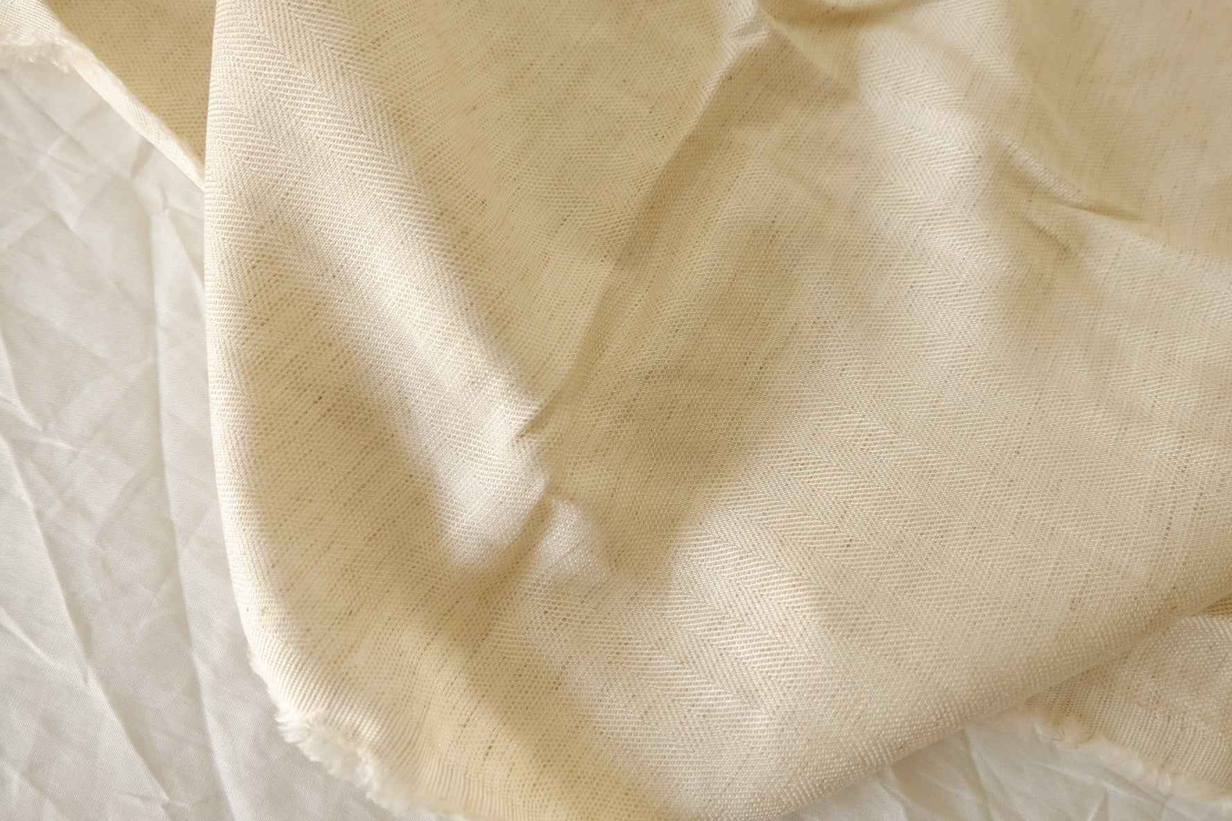 Natural Herringbone Textured Tencel Linen Blend Fabric – 2.19 yd Piece