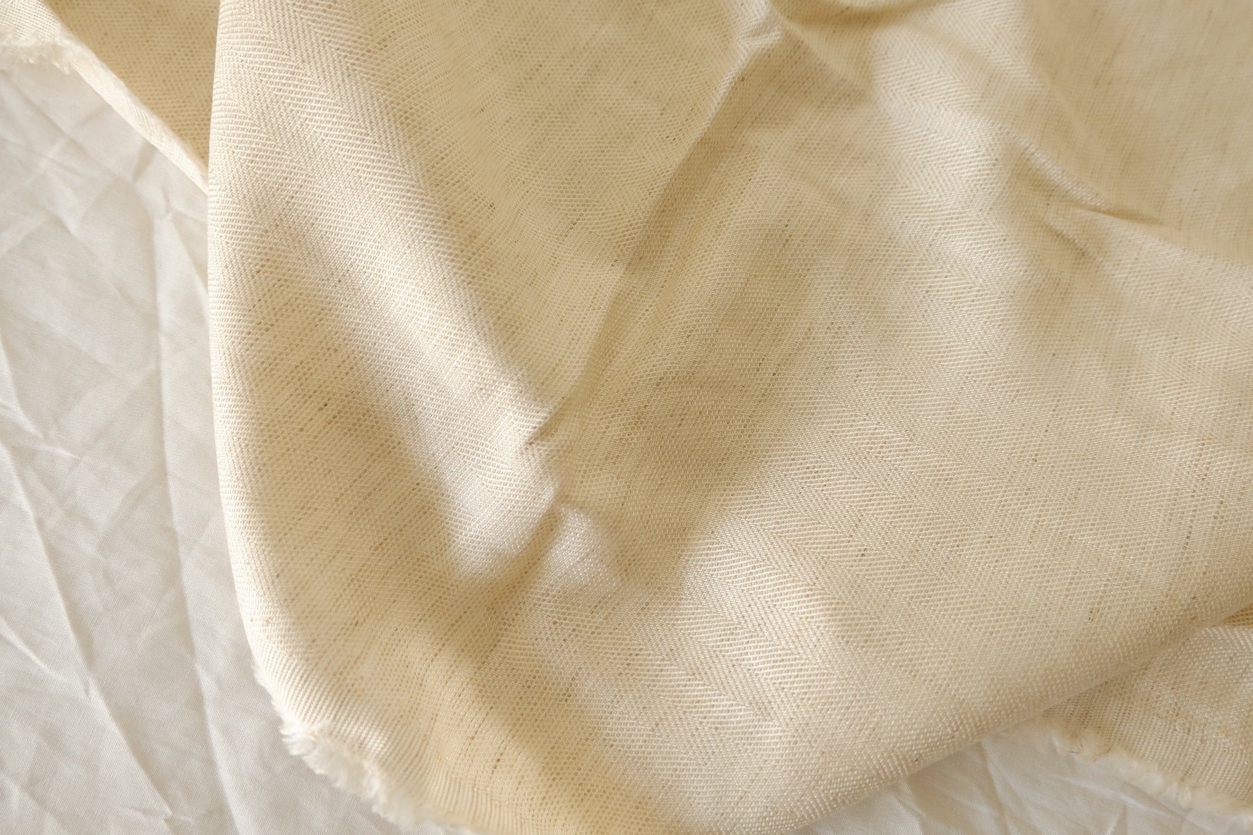 Natural Herringbone Textured Tencel Linen Blend Fabric – 2.19 yd Piece
