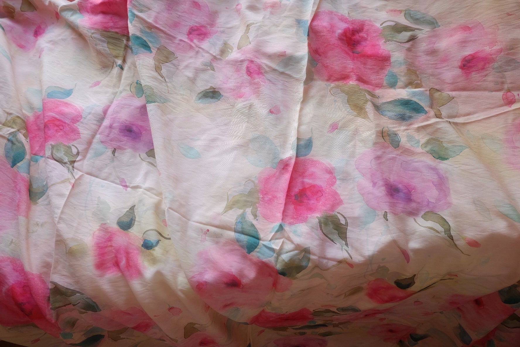 Watercolor Rose Cotton Nylon Blend – 3.3 yd