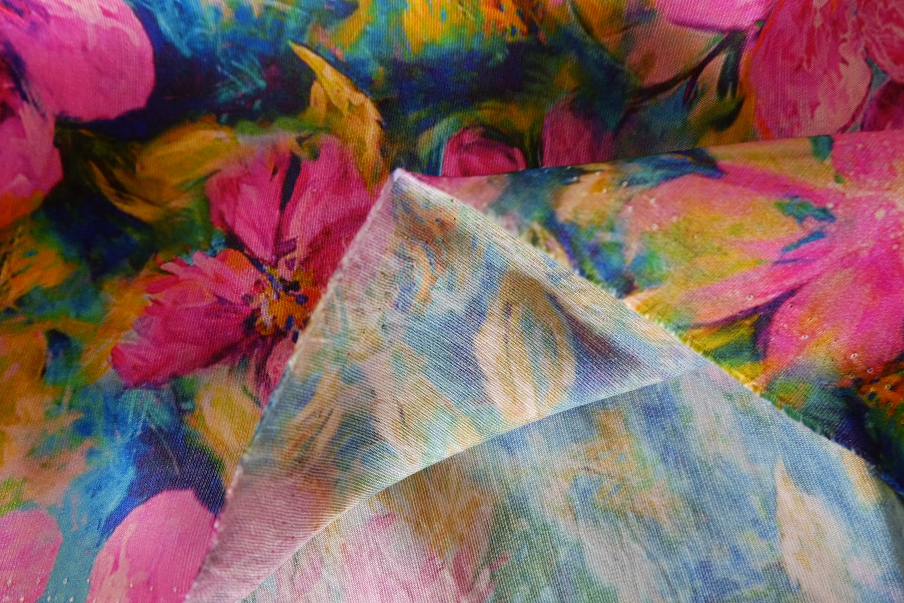 Pink Floral Rayon Linen Blend Fabric – 3.3 yd