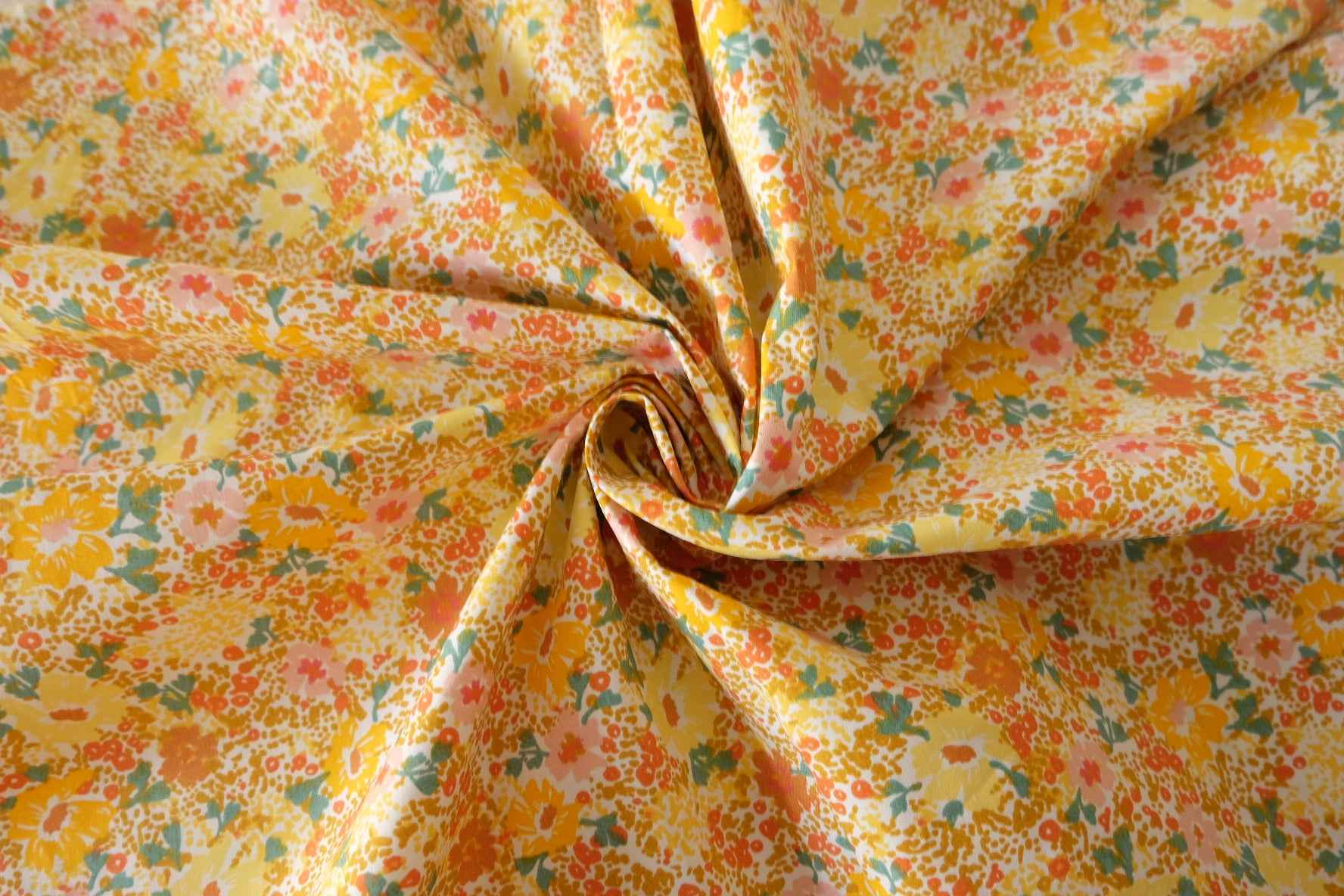 Golden Meadow Ditsy Floral Cotton Poplin Fabric – 2.2 yd/3.3 yd