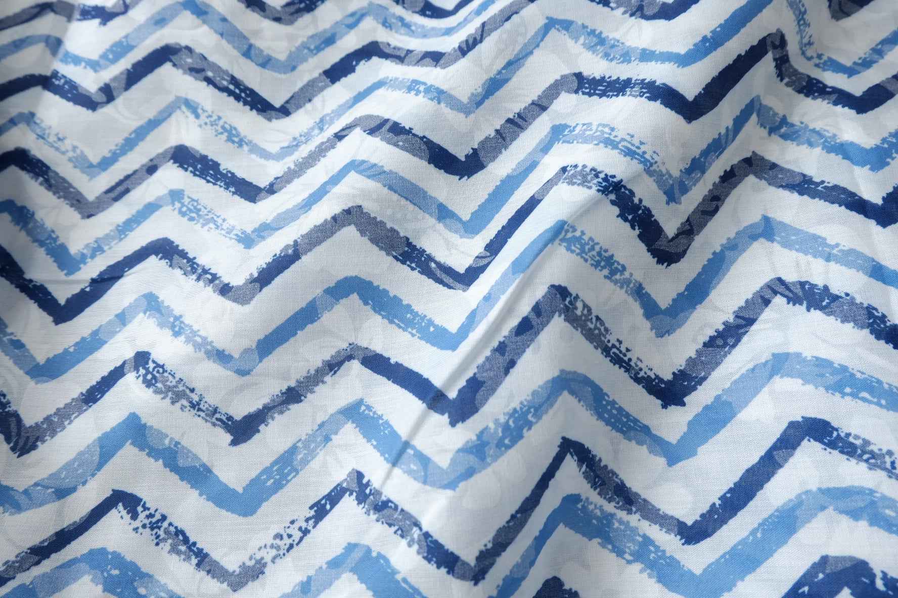 Blue Wave Stripe Tencel Cotton Fabric, Lightweight and Airy, 3.28 Yards