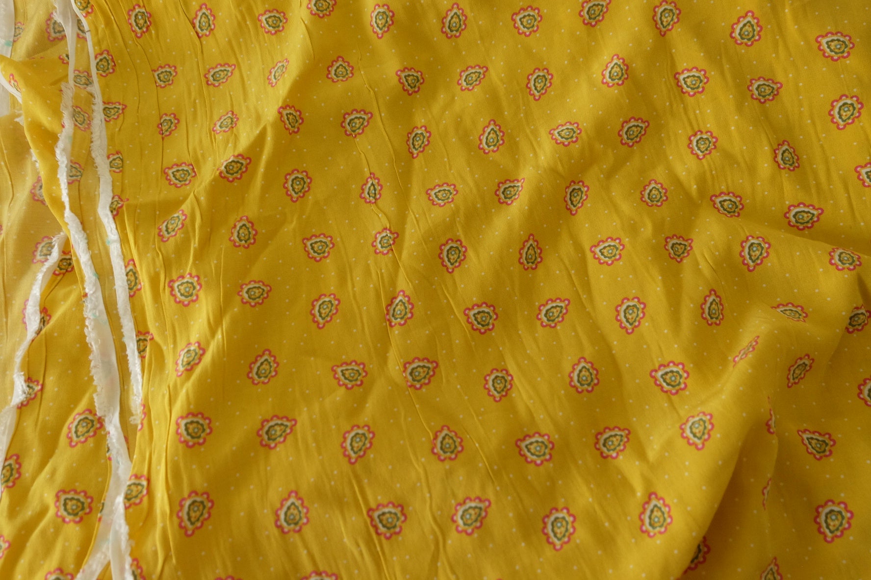 Mustard Paisley Plant-Based Rayon Fabric – 2.7 yd Piece