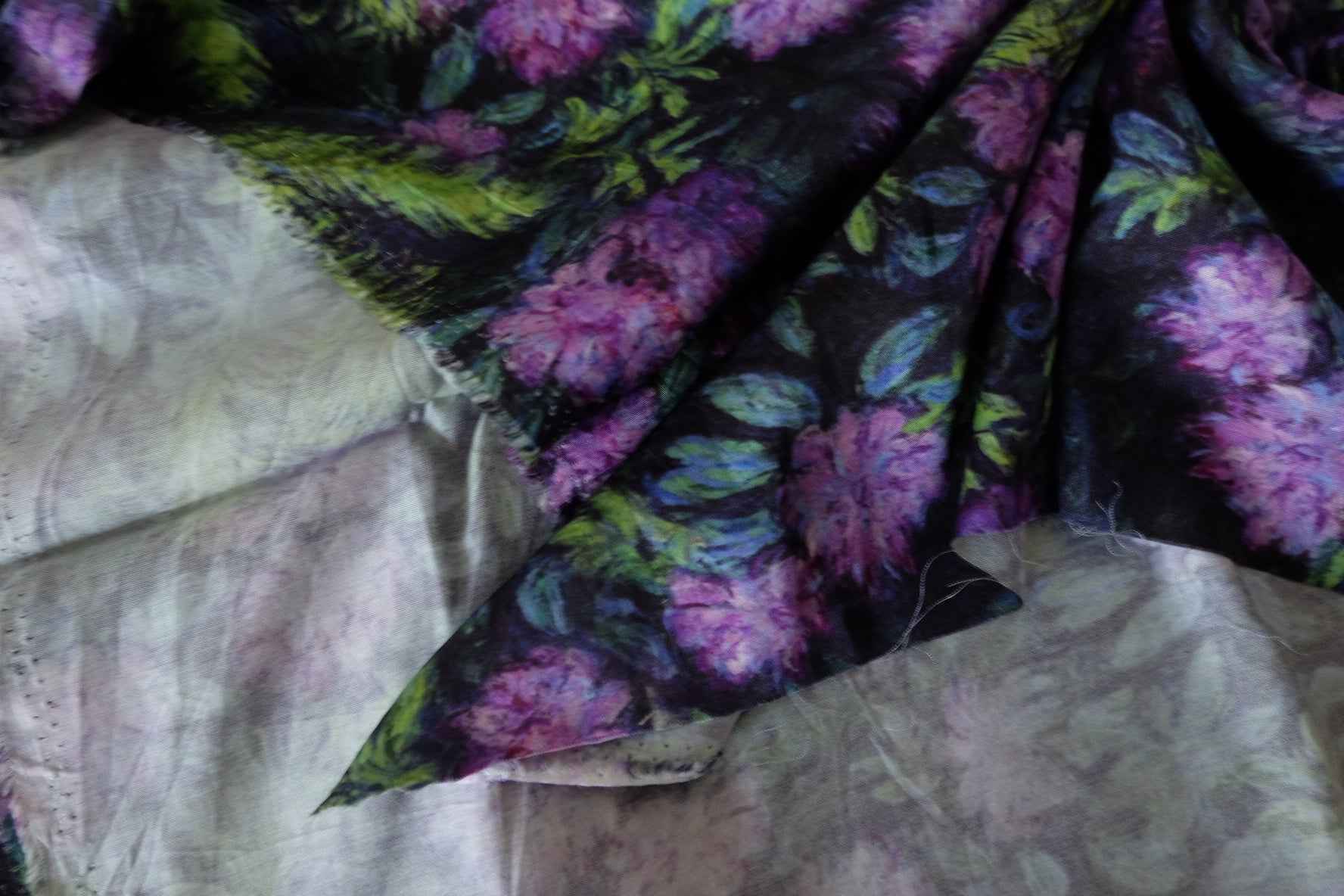 Dark Botanical Rayon Fabric – 3.3 yd