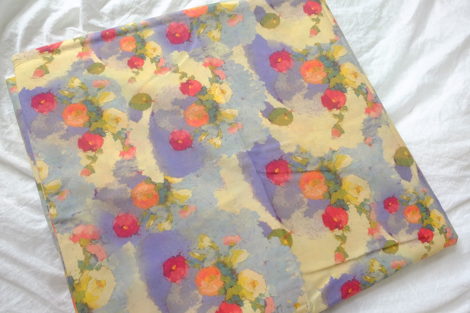 Painterly Apple Still Life Cotton Lawn Fabric - 2.19 yd
