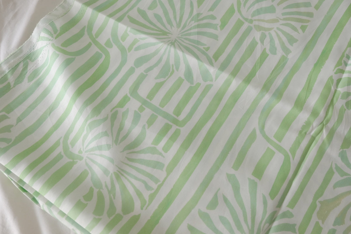 Mint Geo Floral 60s Cotton Poplin — 2.19 yd