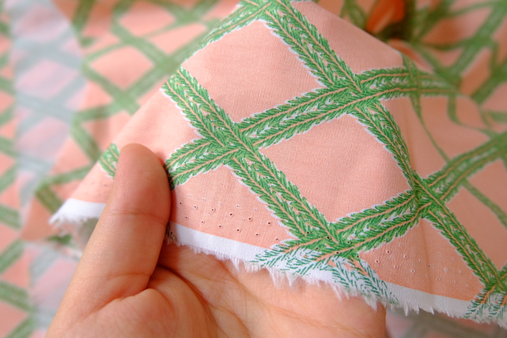 Pink Geometric Cotton Poplin Fabric – Crisp Graphic Summer Cotton (1.64 yards)