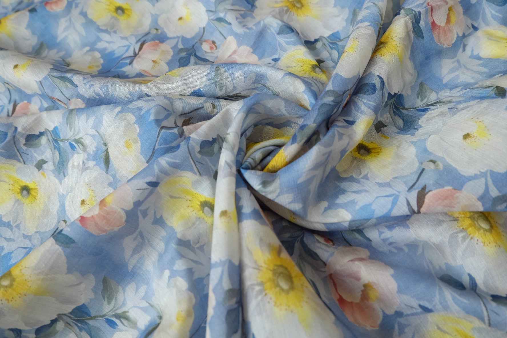 Blue Garden Tencel Ramie-Blend Fabric - 3.28 yd