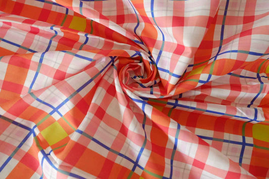 Bright Plaid 80s Cotton Poplin Fabric – 3.8 yd
