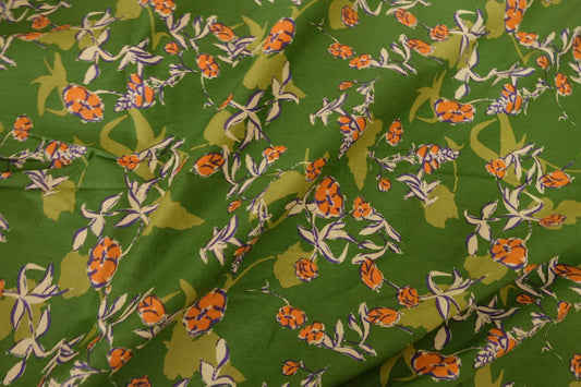 Green Botanical Cotton Poplin Fabric – 2.7 yd