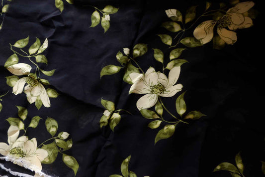 Ivory Blossom Viscose Fabric – 3.3 yd