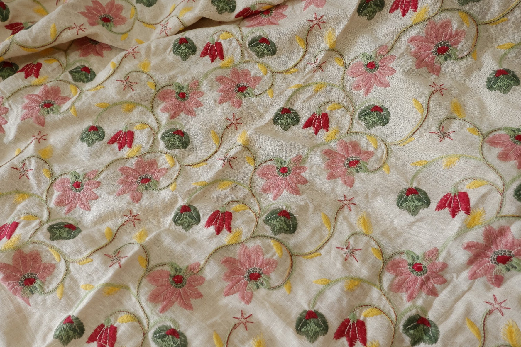 Garden Vine Embroidered Linen Cotton – 2.2 yd