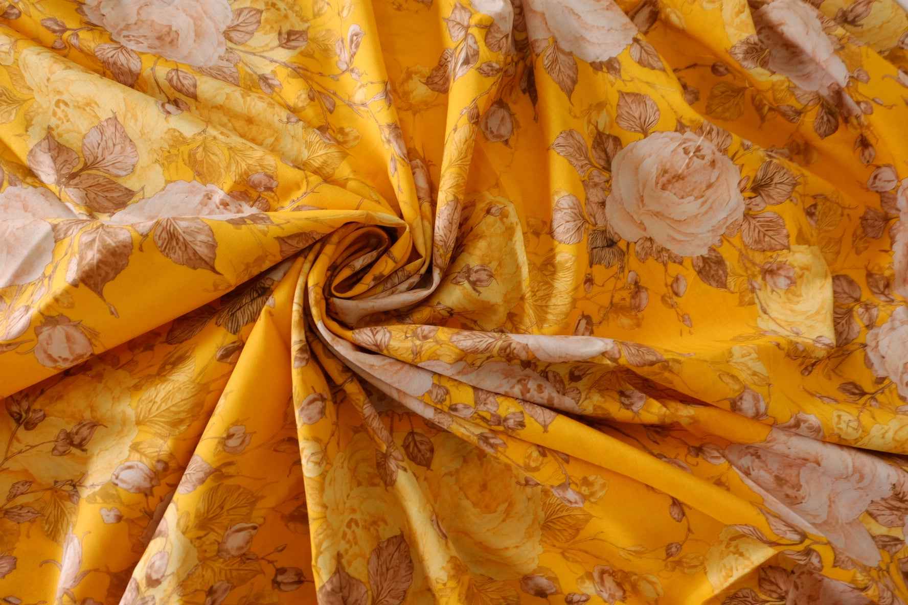 100s Golden Floral Cotton Lawn Fabric – 3.3 yd