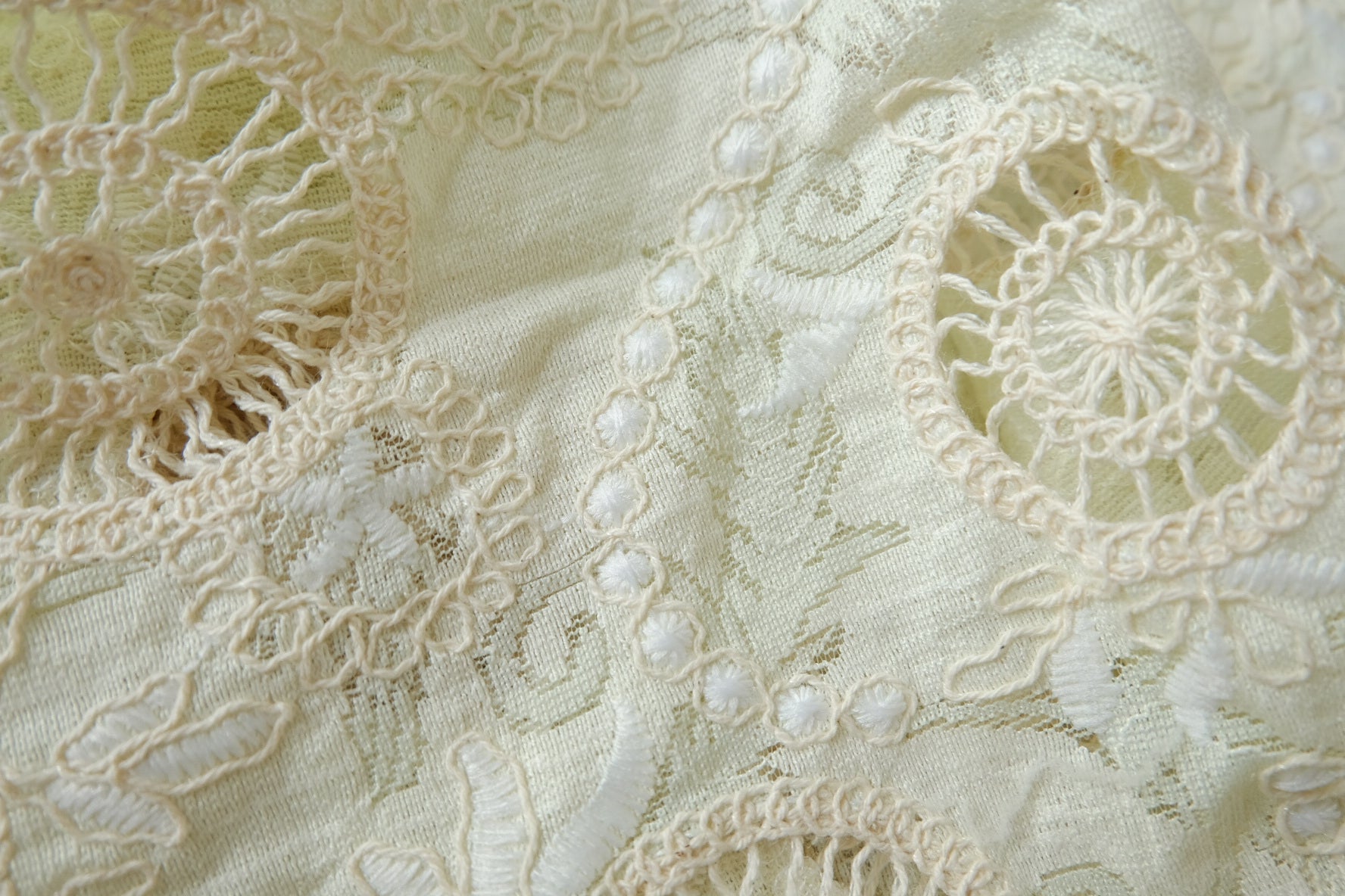 Rococo Cutwork Embroidered Jacquard Fabric – Ornate Cream Statement Textile (2.19 yards)