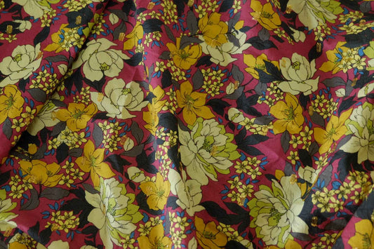 Magenta Floral Gold-Dot Cotton Lawn – 1.7 yd