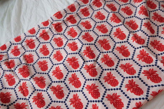 Reversible Pineapple Print Tencel Cotton Fabric – Soft Drapey Summer Dress Fabric (3.28 yards)
