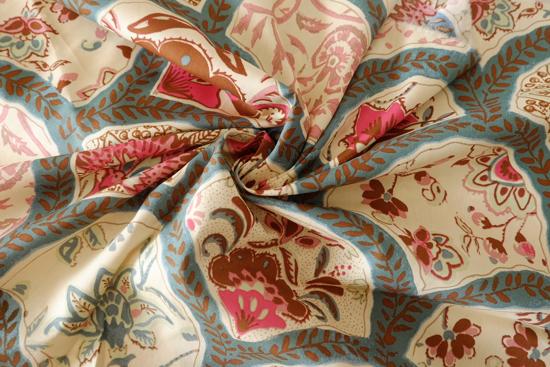 Vintage Fan Floral 60s Cotton Poplin Fabric – 2.2 Yards