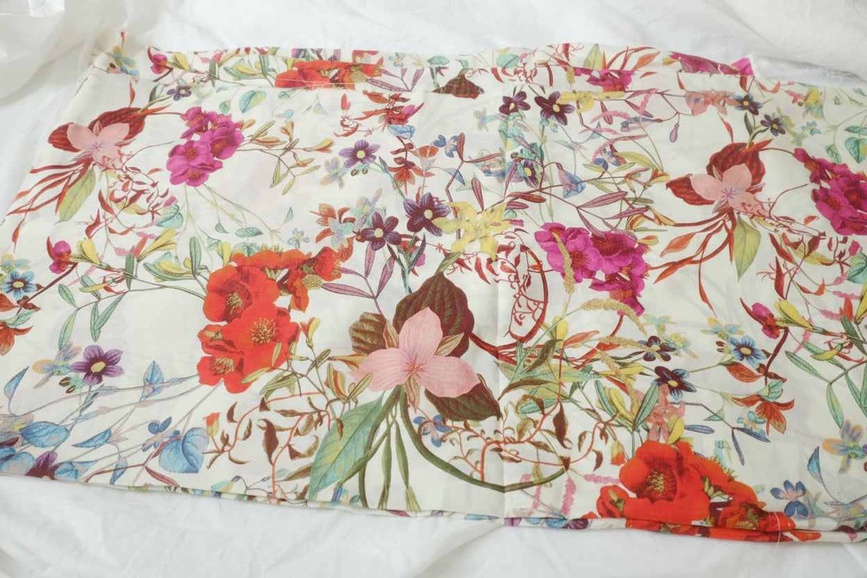 Botanical Floral Cotton Voile Fabric, Lightweight Summer Dress Fabric, 3.28 Yards