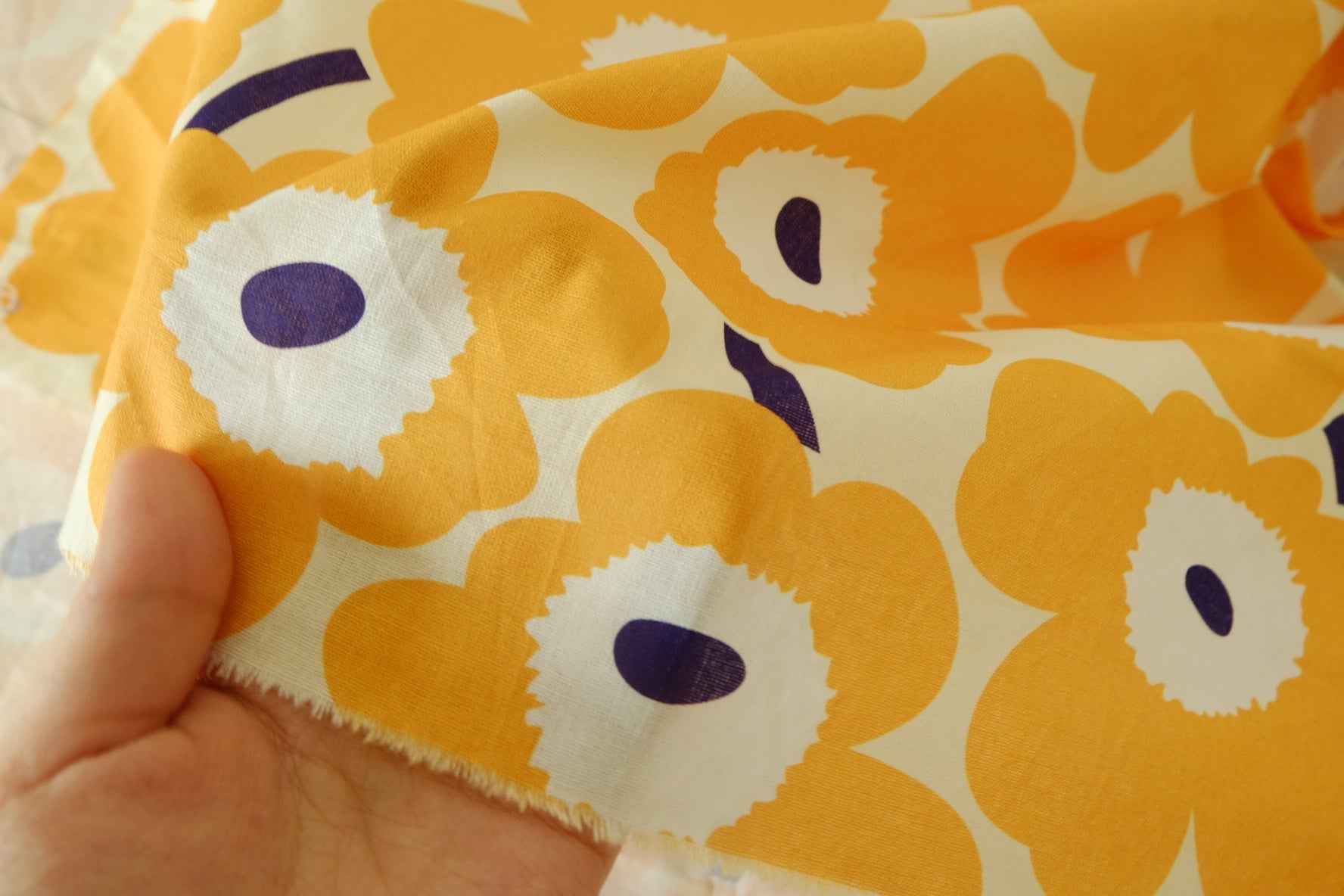 Orange Retro Flower Cotton Fabric – 1.6 yd
