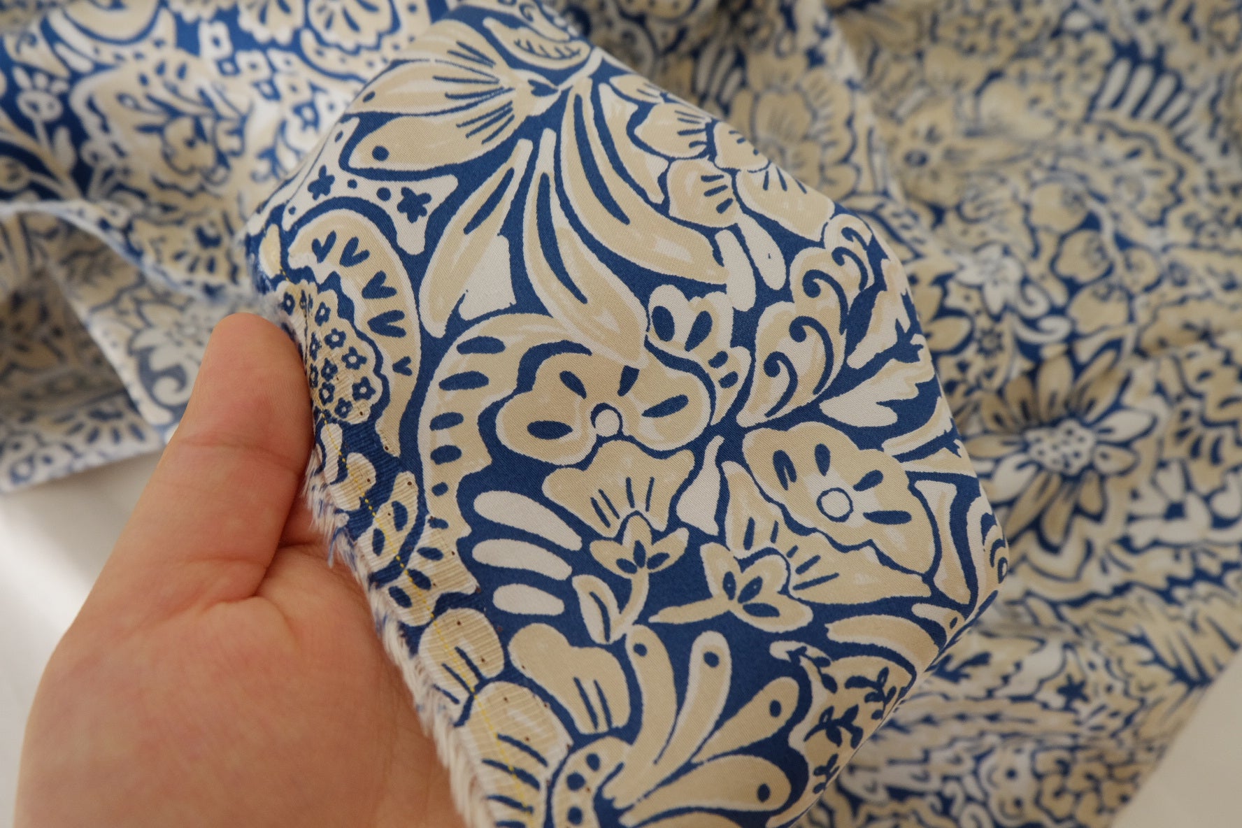 Blue Paisley Floral Rayon Challis Fabric – 2.2 yd