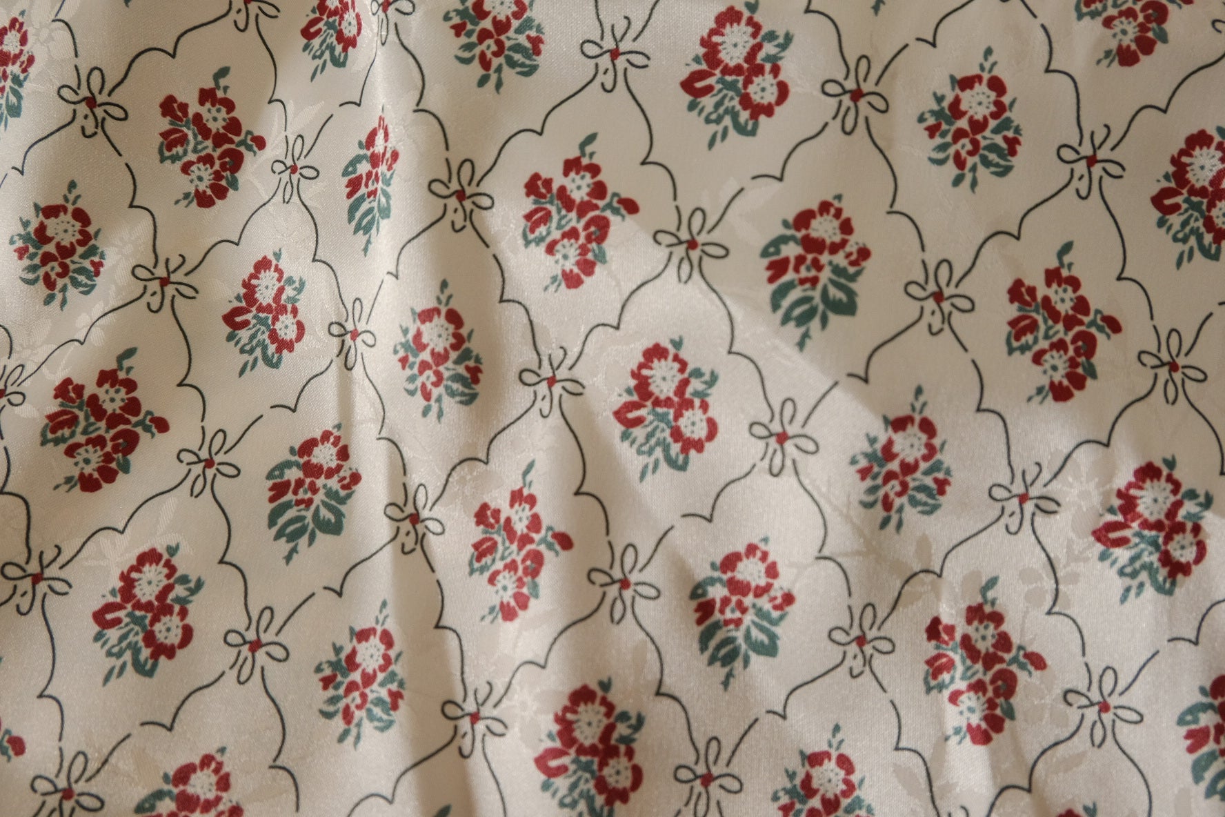 Floral Jacquard Satin Polyester Fabric – 3.3 yd