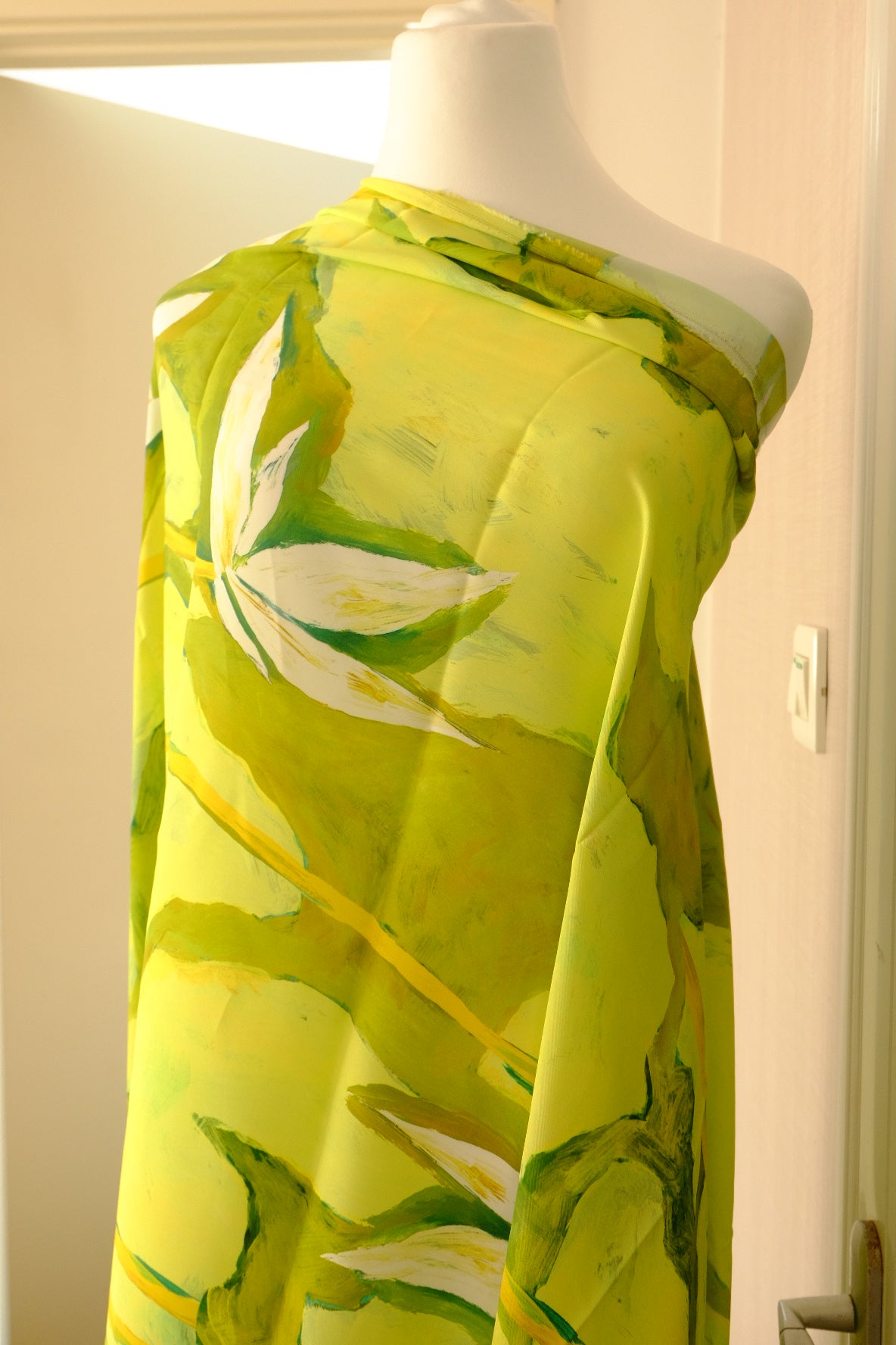 Lime Abstract Floral Drapey Dress Fabric (2.2 / 4.4 Yards)