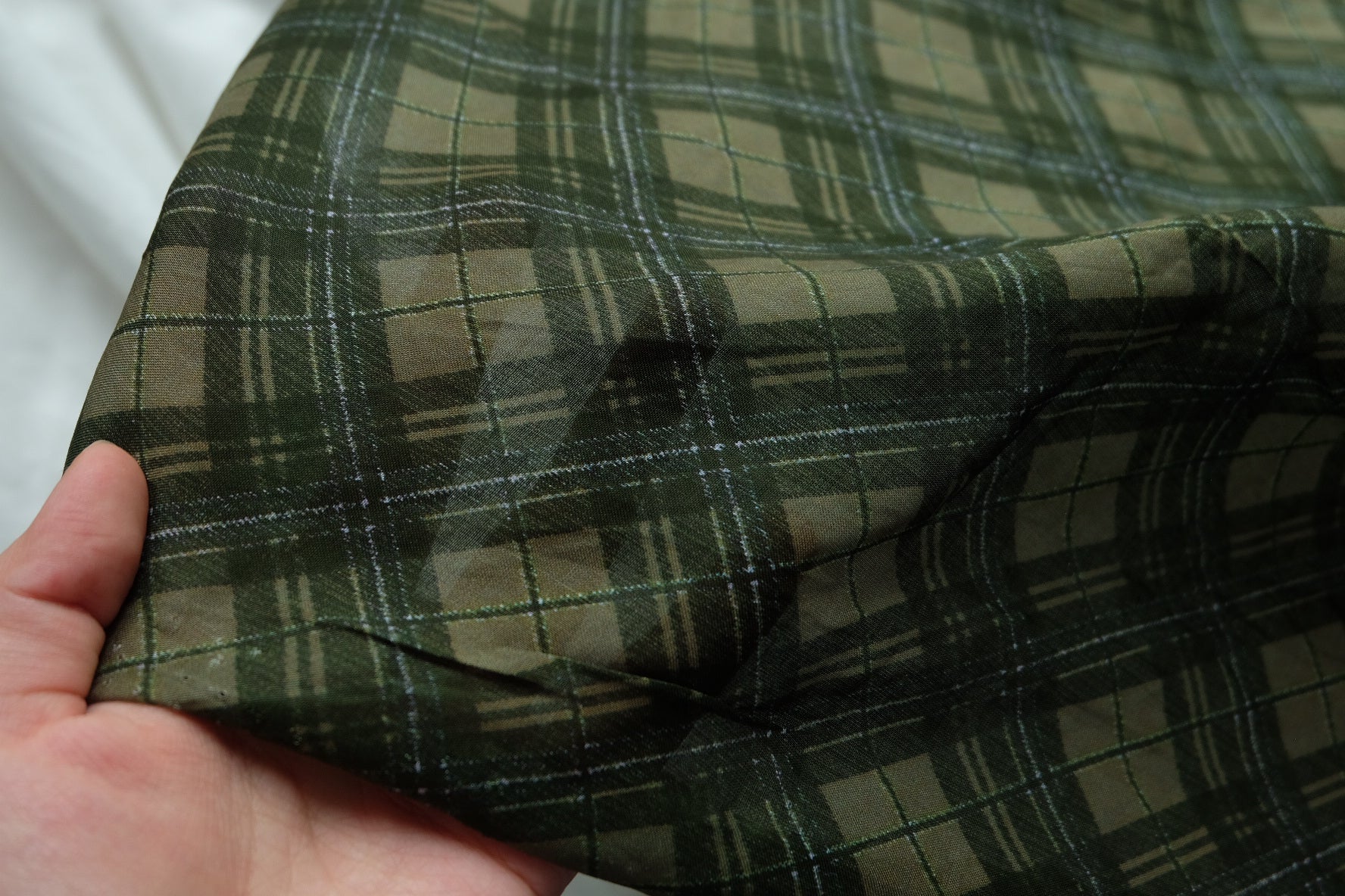 Olive Plaid Cupro – 2.1 yd
