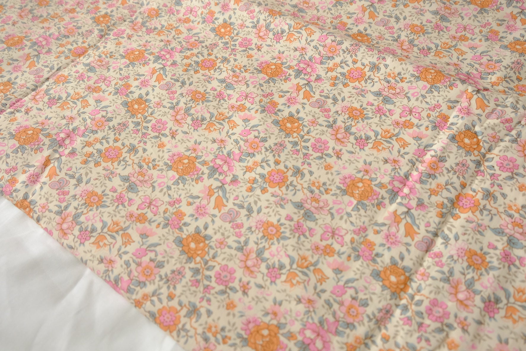 Vintage Apricot Floral Cotton Fabric - 3.28 yd