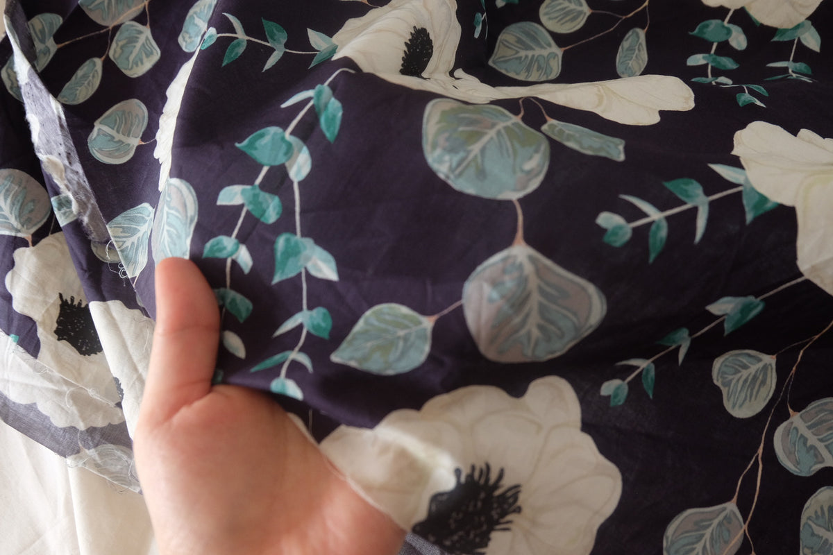 Midnight Poppy Cotton Lawn – 2.1 yd