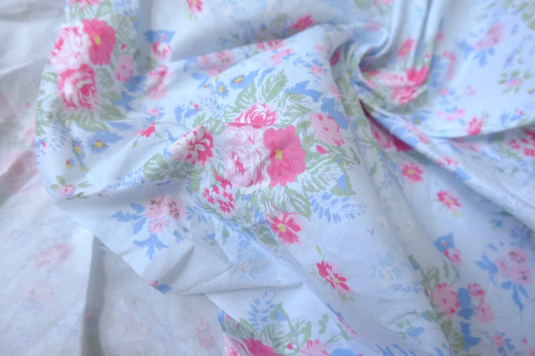 Pink Rose Garden Cotton Poplin Fabric - 3.28 yd