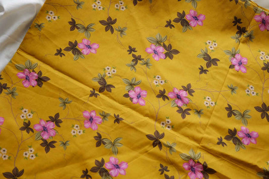 Mustard & Pink Floral Cotton Lawn – 2.2 yd