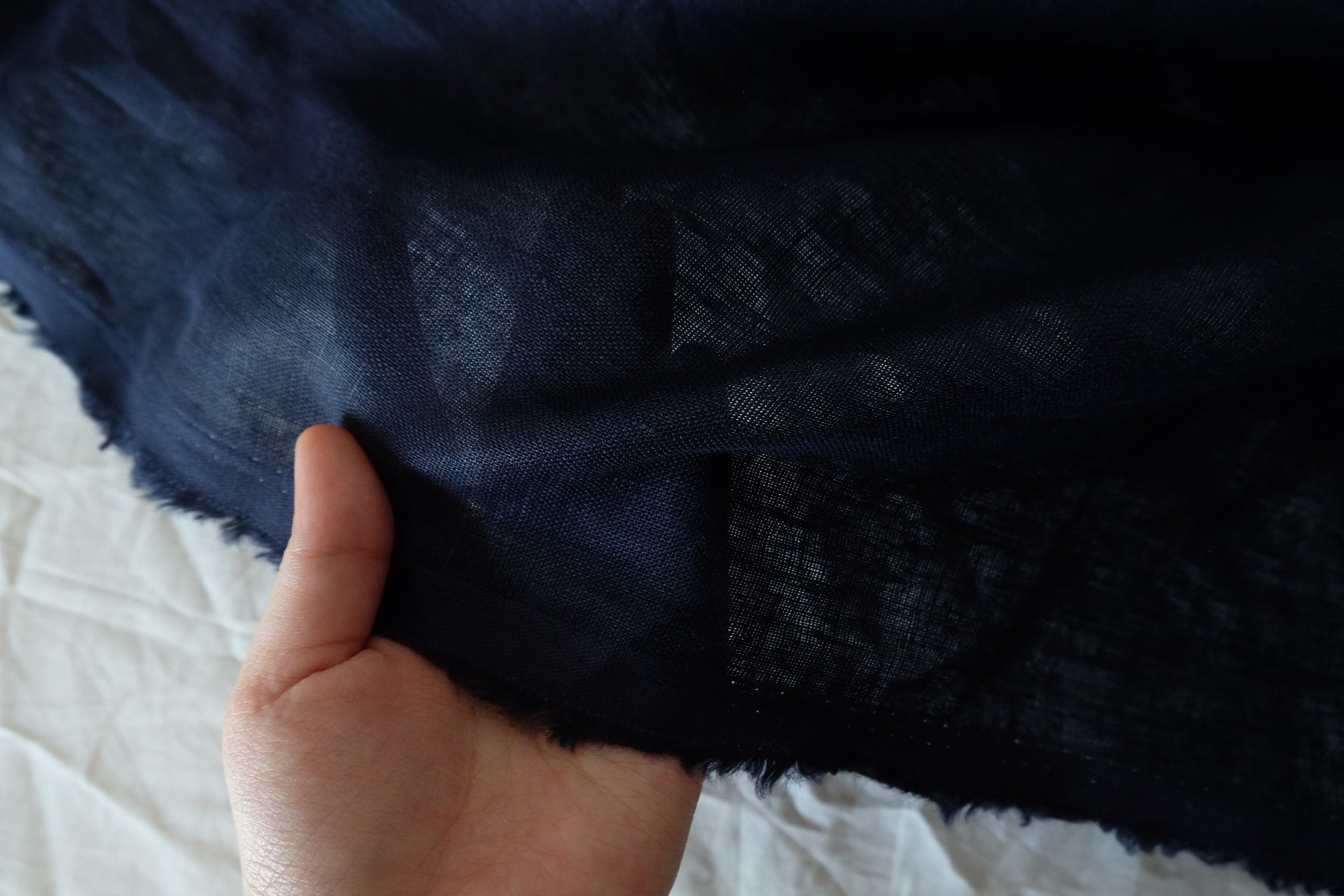 Heavy 17s Pure Linen Fabric in Deep Navy - 1.9 yd