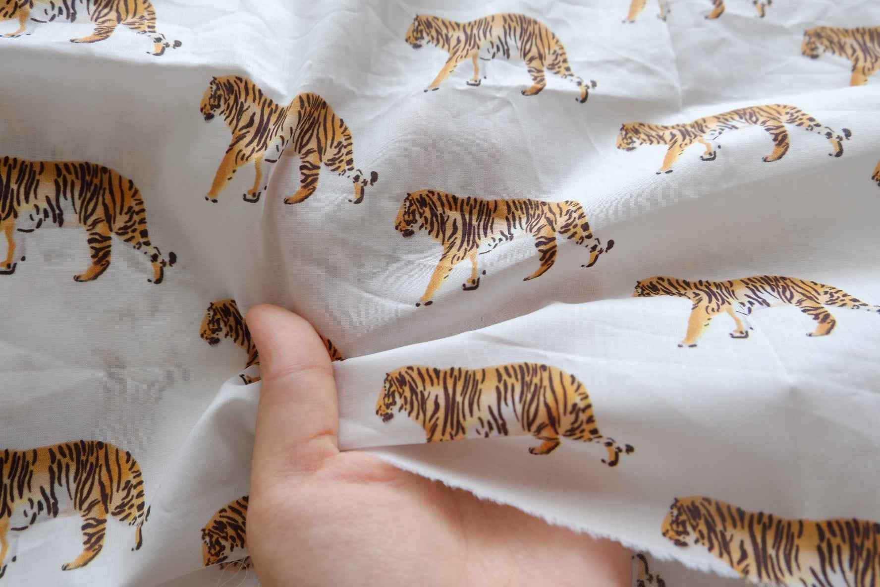 Tiger Print Cotton Poplin Fabric - 1.42 yd