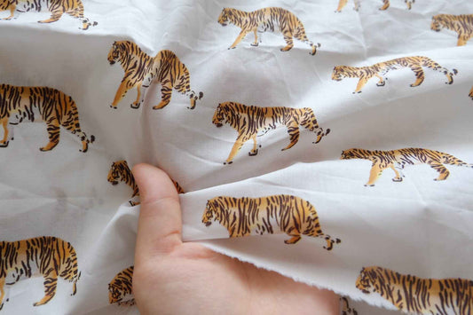 Tiger Print Cotton Poplin Fabric - 1.42 yd