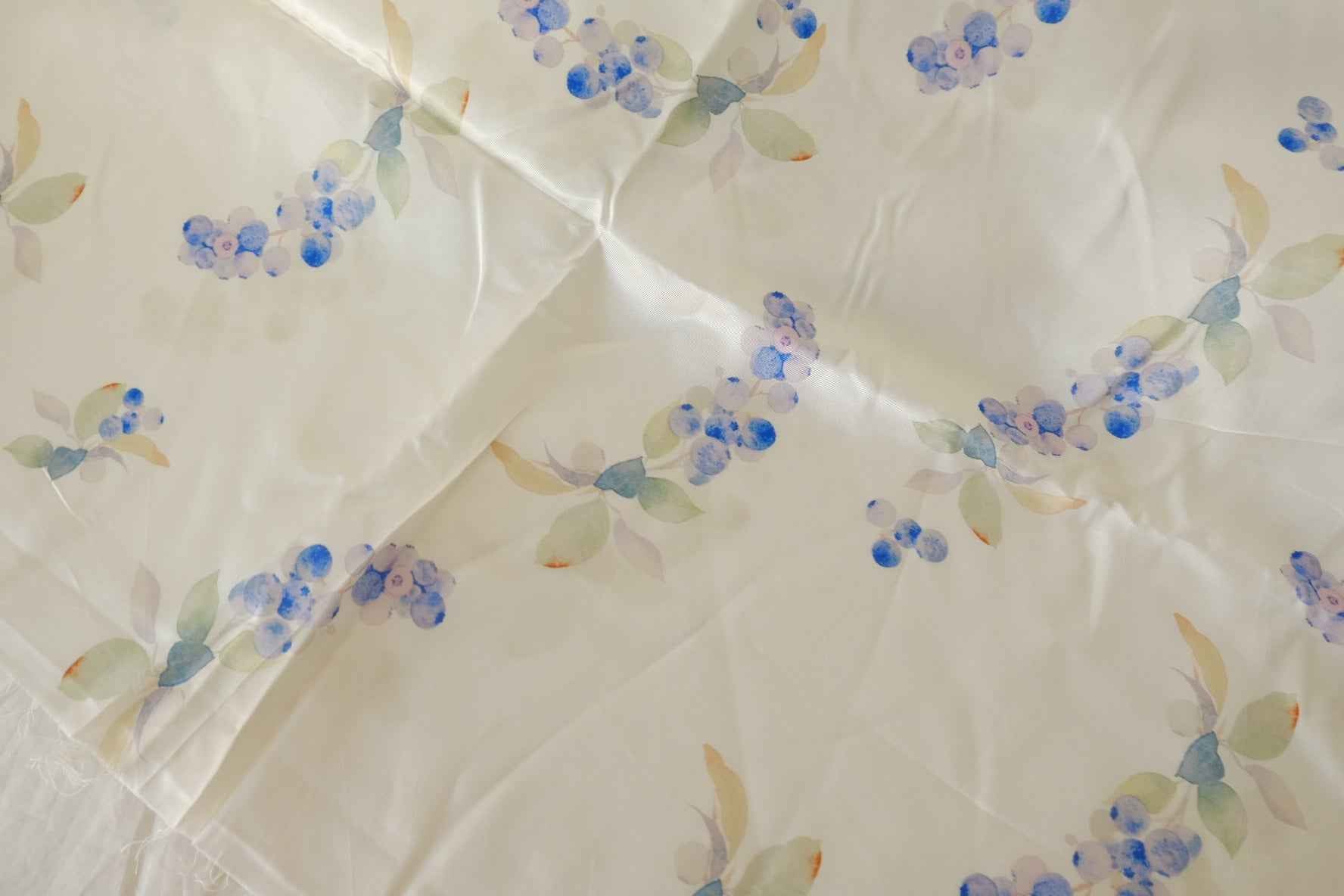 Silky Blue Floral Viscose Rayon Fabric – 3.3 yd