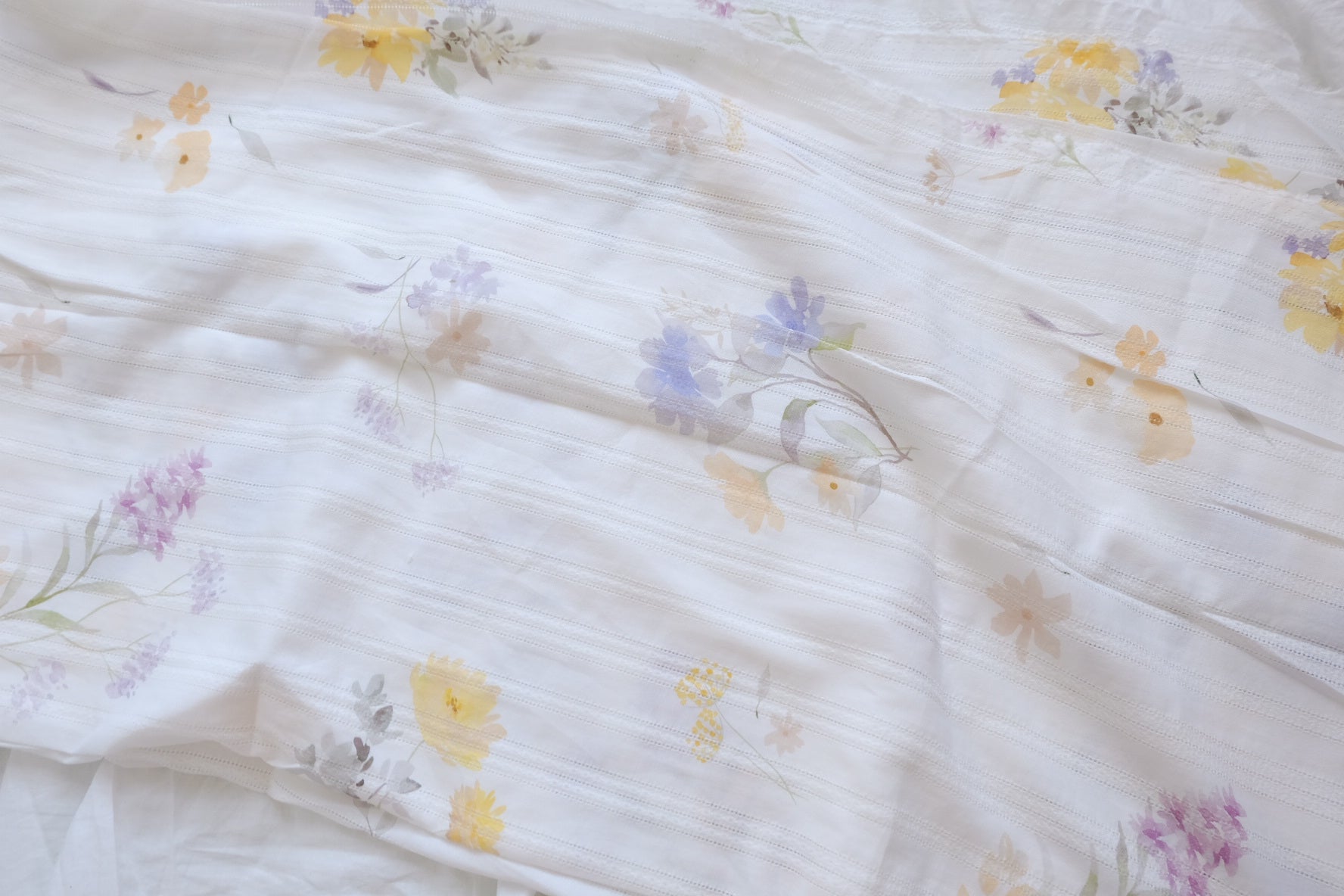 Soft Yellow Floral Jacquard Cotton Fabric - 1.64 yd