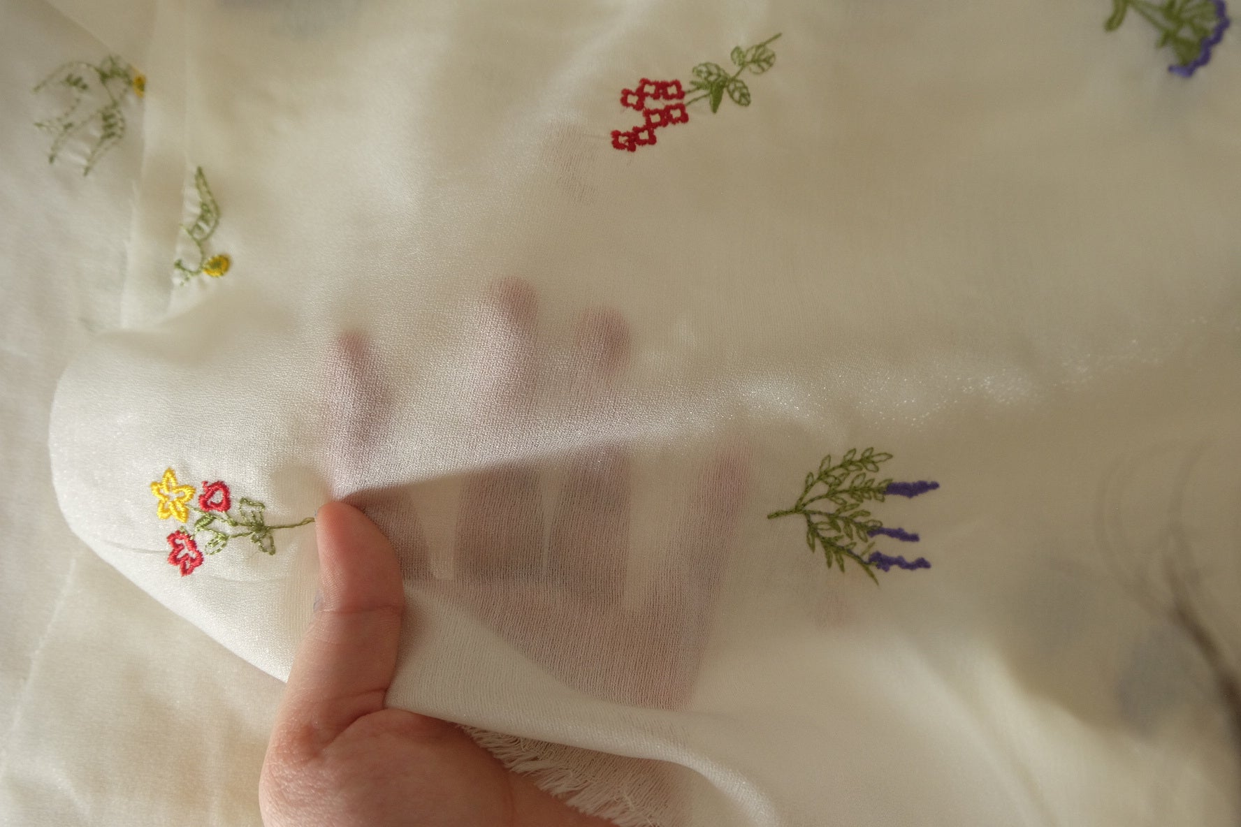 Ivory Embroidered Tencel Fabric – 1.64 yd