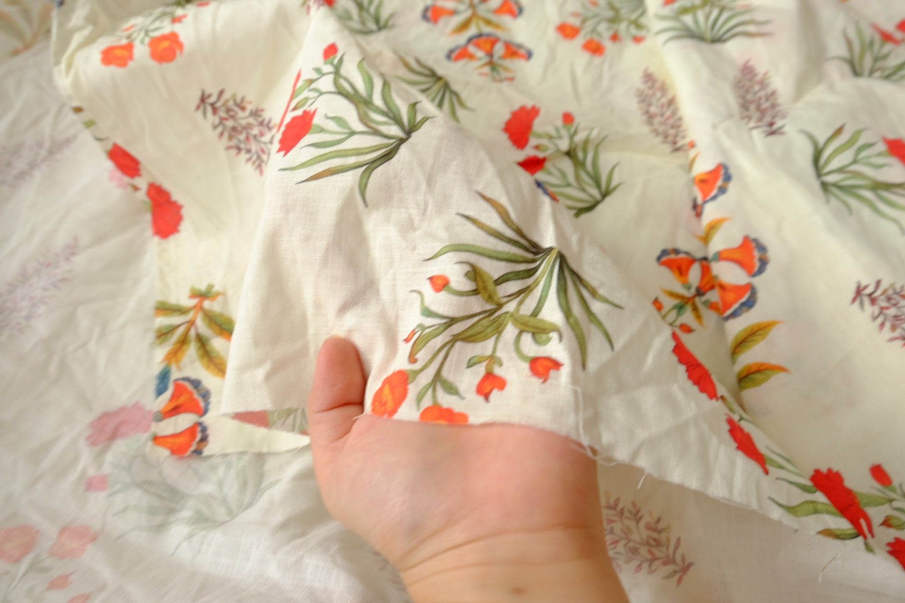 Botanical Linen Cotton Print, 1.97 Yards