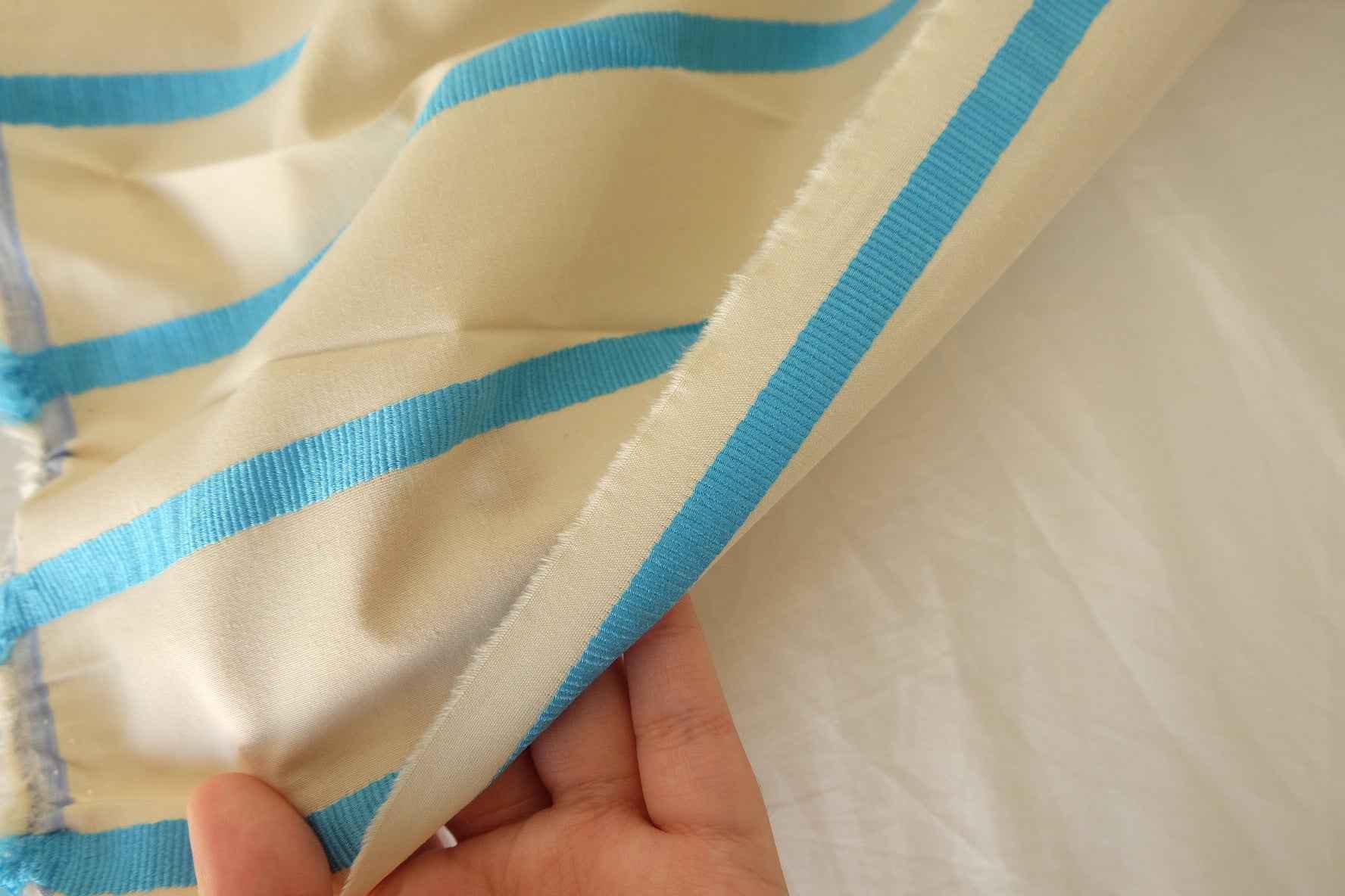Blue Stripe Yarn-Dyed Cotton Poplin Fabric – 2.2 yd