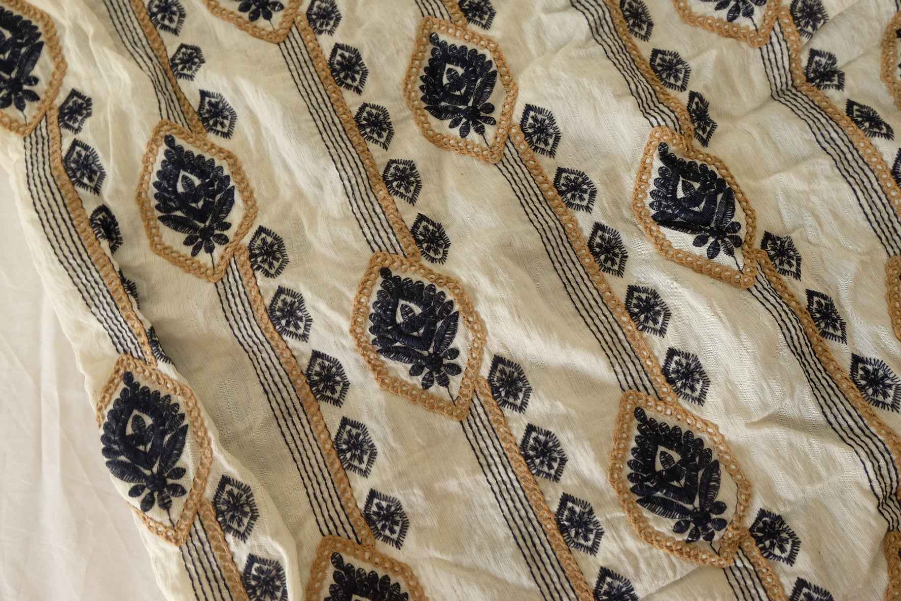 Tencel Linen Embroidered Fabric -2.7 yds